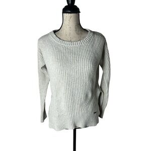 TOMS Creamy Metallic Gold Lurex Split Hem Sweater Size Medium